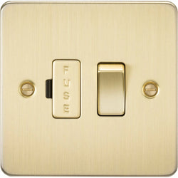 Knightsbridge Flat Plate 13A switched fused spur unit - brushed brass - FP6300BB