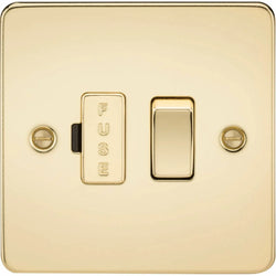 Knightsbridge Flat Plate 13A switched fused spur unit - polished brass - FP6300PB