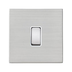 Hamilton Hartland CFX 10A 1 Gang 2 Way Screwless Light Switch - Satin Steel with White Insert  - 74CR21SS-W