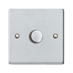 Hamilton Hartland 100W 1 Gang 2 Way Push On/Off Rotary LED Dimmer Switch - Satin Chrome   - 761XLEDITB100