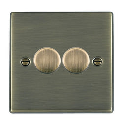 Hamilton Hartland 100W 2 Gang 2 Way Push On/Off Rotary LED Dimmer Switch - Antique Brass  - 792XLEDITB100