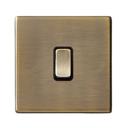 Hamilton Hartland CFX 10A 1 Gang Screwless Intermediate Light Switch - Antique Brass/Black Inserts  - 79CR31AB-B