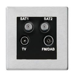 Hamilton Hartland G2 Screwless Non-Isolated TV+FM+SAT1+SAT2 Quadplexer 2 In/4 Out - Sat Steel/Black  - 7G24DENTB