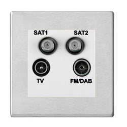 Hamilton Hartland G2 Screwless Non-Isolated TV+FM+SAT1+SAT2 Quadplexer 2 In/4 Out - Sat Steel/White  - 7G24DENTW