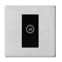 Hamilton Hartland G2 1 Gang Screwless Non-Isolated Female TV Coaxial Socket - Satin Steel/Black  - 7G24DTVFB