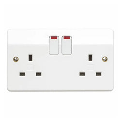 MK Logic Plus 13A 2 Gang Double Pole Switched Socket with Neon - White  - K2647WHI