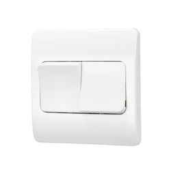 MK Logic Plus 10A 2 Gang 2 Way Single Pole Wide Rocker Light Switch  - White  - K4782WHI