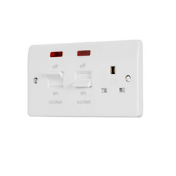 MK Logic Plus 45A 1 Gang Double Pole Cooker Switch with Neon - White  - K5061WHI