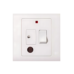 MK Essentials 13A 1 Gang Screwless Switched Fused Spur with Neon & Flex Outlet - White/White Insert  - MV1070WHI