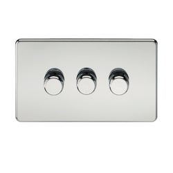 Knightsbridge Screwless 3G 2-way 10-200W (5-150W LED) trailing edge dimmer - Polished Chrome - SF2183PC