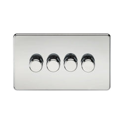 Knightsbridge Screwless 4G 2-way 10-200W (5-150W LED) trailing edge dimmer - Polished Chrome - SF2184PC