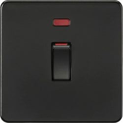 Knightsbridge 45A 1G DP switch with neon - matt black - SF81MNMBB