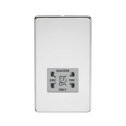 Knightsbridge Screwless 115/230V Dual Voltage Shaver Socket - Polished Chrome with Grey Insert - SF8900PCG