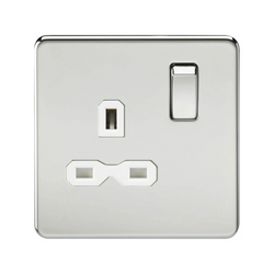 Knightsbridge Screwless 13A 1G DP switched socket - polished chrome with white insert - SFR7000PCW