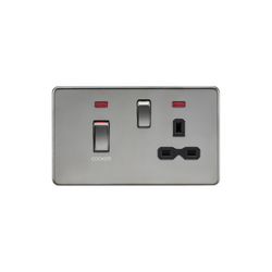 Knightsbridge 45A DP Switch & 13A Socket with Neons - Black Nickel with Black Insert - SFR83MNBN