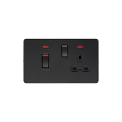 Knightsbridge 45A DP switch and 13A switched socket with neons - matt black - SFR83MNMBB