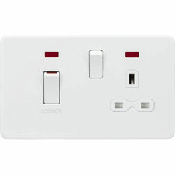 Knightsbridge 45A DP Switch & 13A Socket with Neons - Matt White with White insert - SFR83MNMW