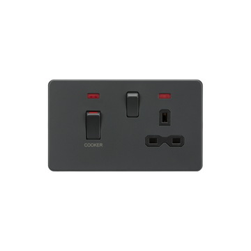 Knightsbridge 45A DP switch and 13A switched socket with neons - anthracite - SFR83MNAT