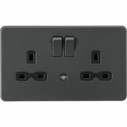 Knightsbridge 13A 2G DP switched socket with night light function - Anthracite - SFR9NLAT