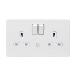 Knightsbridge 13A 2G DP switched socket with night light function - Matt white - SFR9NLMW