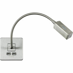 Knightsbridge Screwless Reading Light with Dual USB Charger - Brushed Chrome - SFRLBC