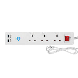 ENERJ Smart 3 Gang Extension Lead with USB, White - SHA5318