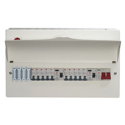 Wylex 14 Way High Integrity Dual RCD Consumer Unit with 10 MCBs and SPD - 80A RCD Type A  - WNM1773-1