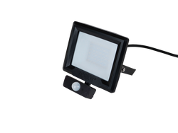 Robus HiLume 20W LED flood light with PIR, IP65, Black, 4000K, c/w 1m flex - RHL2040P-04