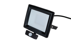 Robus HiLume 10W LED flood light with PIR, IP65, Black, 4000K, c/w 1m flex - RHL1040P-04