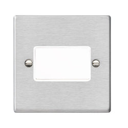 Hamilton Hartland 10A 1 Gang Triple Pole Fan Isolator Switch - Satin Steel with White Insert  - 74TPWH-W