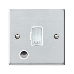 Hamilton Hartland 13A 1 Gang Unswitched Fused Spur with Flex Outlet - Satin Chrome/White Insert  - 76FOCSC-W