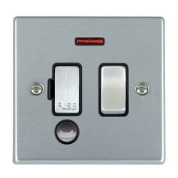 Hamilton Hartland 13A Switched Fused Spur with Neon & Flex Outlet - Sat Chrome with Black Inserts  - 76SPNCSC-B