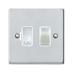 Hamilton Hartland 13A 1 Gang Switched Fused Spur - Satin Chrome with White Insert  - 76SPSC-W