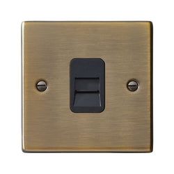 Hamilton Hartland 1 Gang Master Telephone Socket - Antique Brass with Black Insert  - 79TCMB