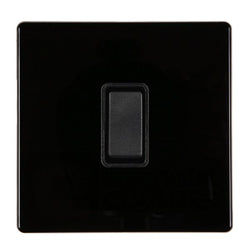 Hamilton Hartland CFX 10AX 1 Gang Screwless Intermediate Light Switch - Jet Black with Black Insert  - 7BCR31BL-B