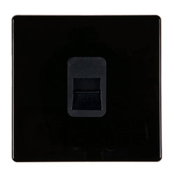 Hamilton Hartland CFX 1 Gang Screwless Slave Telephone Socket - Jet Black with Black Insert  - 7BCTCSB