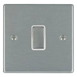 Hamilton Hartland 10A 1 Gang 2 Way Light Switch - Satin Steel with White Insert  - 74R21SS-W