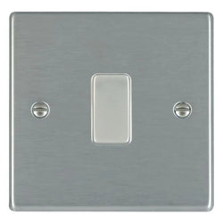 Hamilton Hartland 10A 1 Gang Intermediate Light Switch - Satin Steel with White Insert  - 74R31SS-W