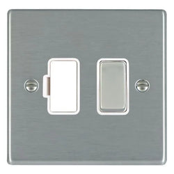 Hamilton Hartland 13A 1 Gang Switched Fused Spur - Satin Steel with White Insert  - 74SPSS-W