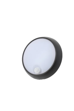 Forum Cano 8W LED Round Bulkhead with PIR IP65 - Black - CZ-33397-BLK