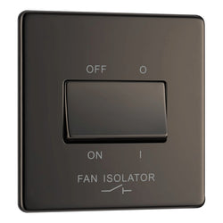 BG Screwless Flatplate Black Nickel Triple Pole Fan Isolator Switch, 10A - FBN15