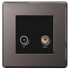 BG Nexus Flatplate Screwless Black Nickel 2 Gang Diplex TV/FM Socket - FBN66