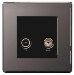 BG Nexus Flatplate Screwless Black Nickel 2 Gang Diplex TV/FM Socket - FBN66