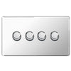 BG Nexus Flatplate Screwless Polished Chrome 4 Gang 2 Way Intelligent Leading Edge Dimmer Switch Push On/Off  - FPC84P