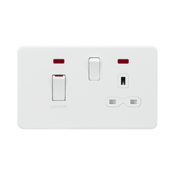 MLA Knightsbridge 45A DP 13A Socket W/Neons Matt White - SFR83NMW