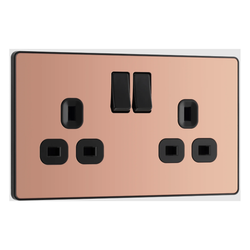 BG Evolve Polished Copper Double Switched 13A Power Socket - PCDCP22B