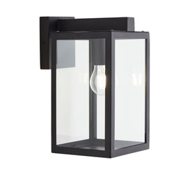 Forum Hestia E27 Glass Panel Box Lantern - Black - ZN-38205-BLK