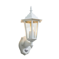 Forum Libourne 6 Panel E27 Traditional Wall Lantern w PIR - White - ZN-38606-WHT