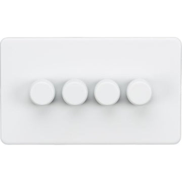 Knightsbridge Screwless 4G 2-way 10-200W (5-150W LED) trailing edge dimmer - Matt White - SF2184MW