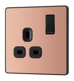 BG Evolve Polished Copper Single Switched 13A Power Socket - PCDCP21B